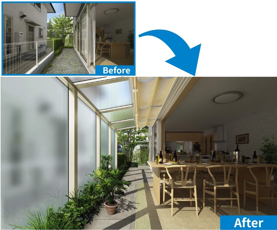 ウチからソトへスペースを広げわが家のプレミアム空間に。